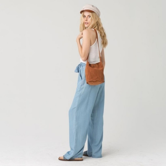 High Rise Belted Paperbag Wide Leg Trousers Pants - Picture 6 of 8